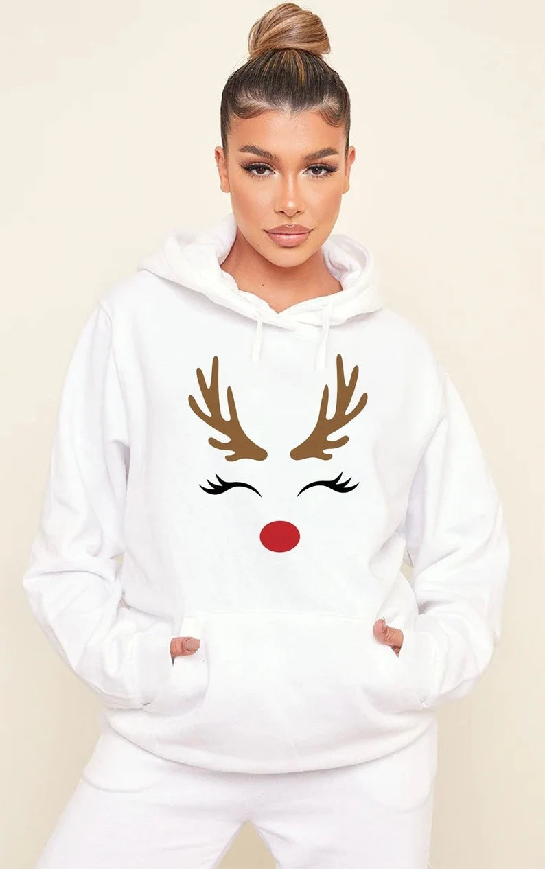 Autumn And Winter Cartoon Elk Men's And Women's Hoodie